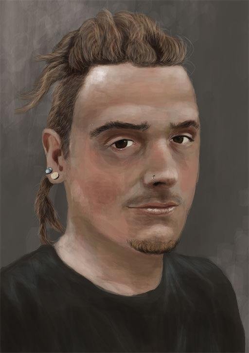 iPad painting of a young man with dreadlocks and pierced ears