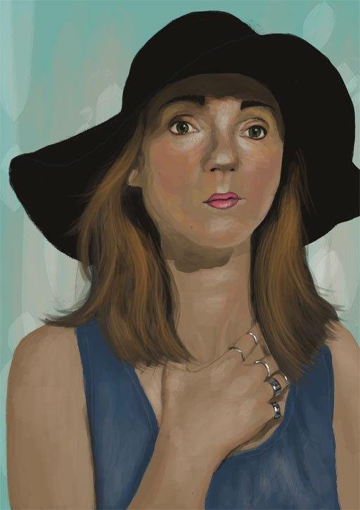iPad artwork portrait of a young lady in a hat