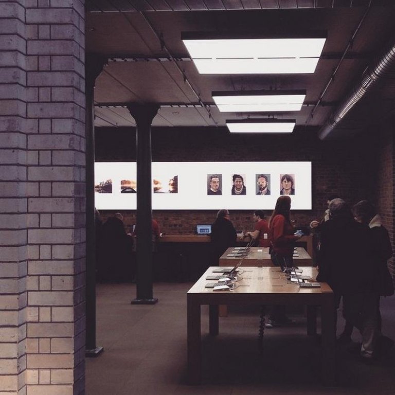 iPad art displayed on the walls of the Apple store in Covent Garden, London